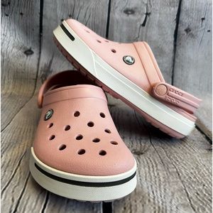 CROCS Pink and White Crocband Clogs Casual Sandals Women's 7/ Men’s 5 #11989